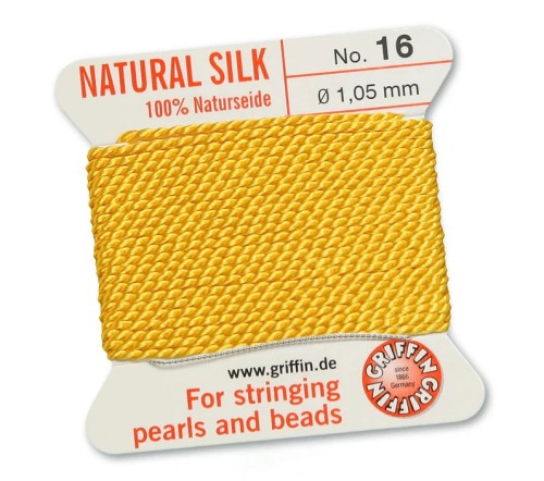 Griffin Nić jedwabna z igłą 100% NATURAL SILK 1,05mm 2m YELLOW