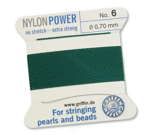 GRIFFIN NylonPower nić nylonowa 0,7mm 2m z igłą - Green