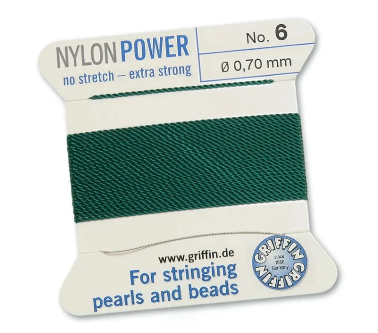 GRIFFIN NylonPower nić nylonowa 0,7mm 2m z igłą - Green