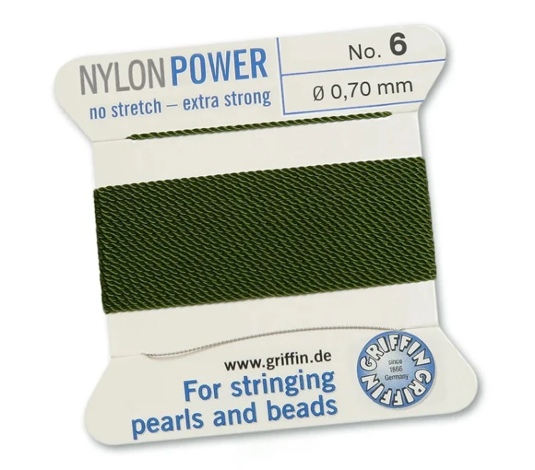 GRIFFIN NylonPower nić nylonowa 0,7mm 2m z igłą - Olive