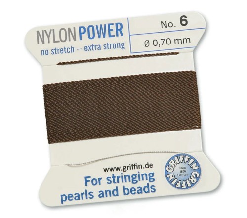 GRIFFIN NylonPower nić nylonowa 0,7mm 2m z igłą - Brown