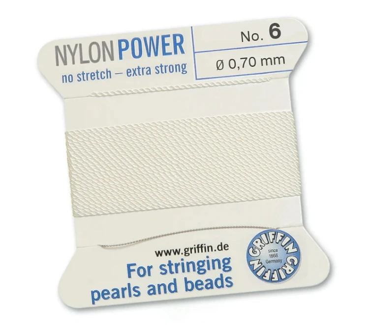GRIFFIN NylonPower nić nylonowa 0,7mm 2m z igłą - White