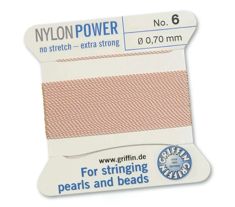 GRIFFIN NylonPower nić nylonowa 0,7mm 2m z igłą - Light Pink