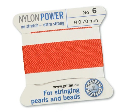 GRIFFIN NylonPower nić nylonowa 0,7mm 2m z igłą - Coral