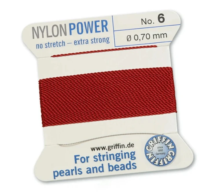 GRIFFIN NylonPower nić nylonowa 0,7mm 2m z igłą - Garnet