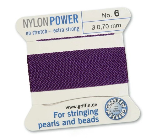GRIFFIN NylonPower nić nylonowa 0,7mm 2m z igłą - Amethyst