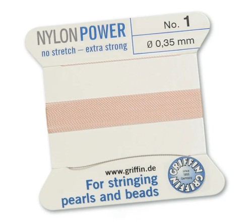 GRIFFIN NylonPower nić nylonowa 0,35mm 2m z igłą - Light Pink