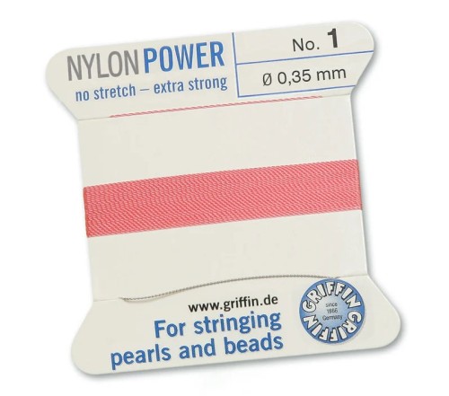 GRIFFIN NylonPower nić nylonowa 0,35mm 2m z igłą - Dark Pink