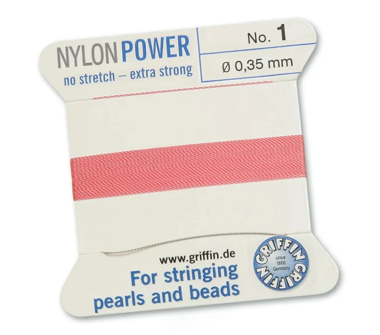 GRIFFIN NylonPower nić nylonowa 0,35mm 2m z igłą - Dark Pink
