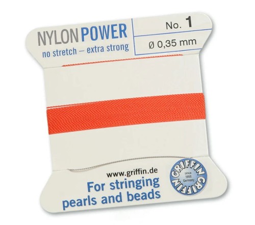 GRIFFIN NylonPower nić nylonowa 0,35mm 2m z igłą - Coral