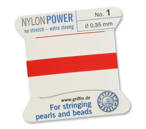 GRIFFIN NylonPower nić nylonowa 0,35mm 2m z igłą - Red