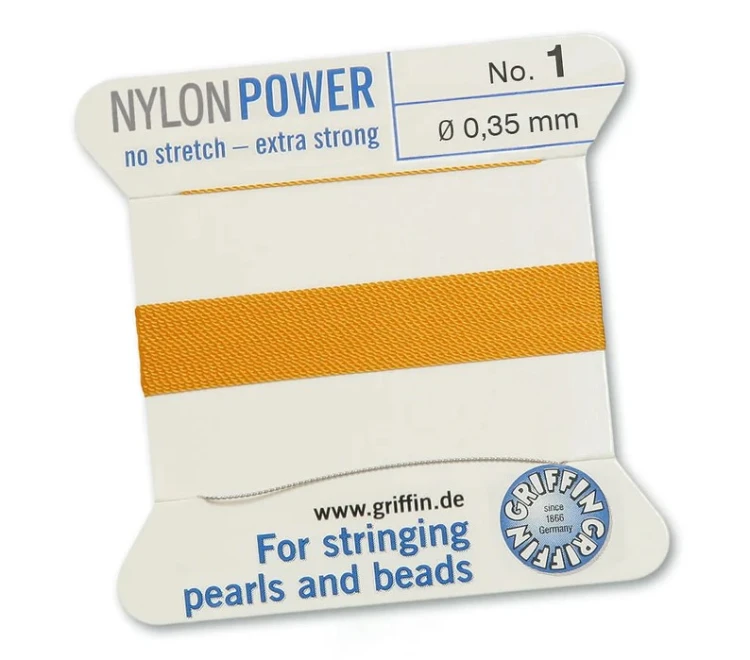 GRIFFIN NylonPower nić nylonowa 0,35mm 2m z igłą - Amber