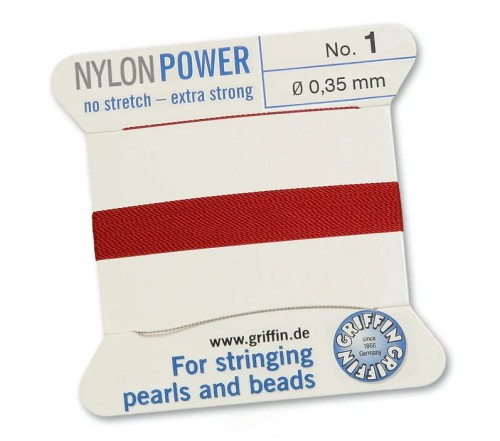 GRIFFIN NylonPower nić nylonowa 0,35mm 2m z igłą - Garnet