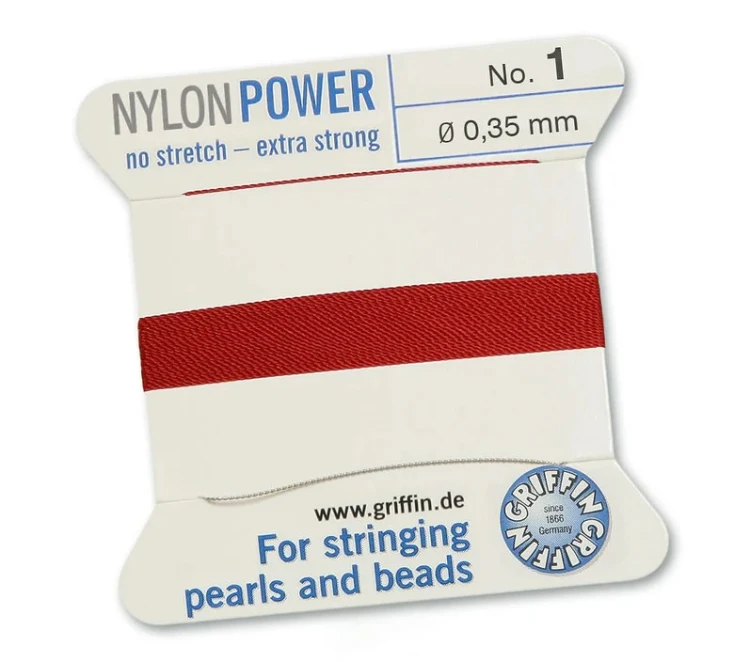 GRIFFIN NylonPower nić nylonowa 0,35mm 2m z igłą - Garnet