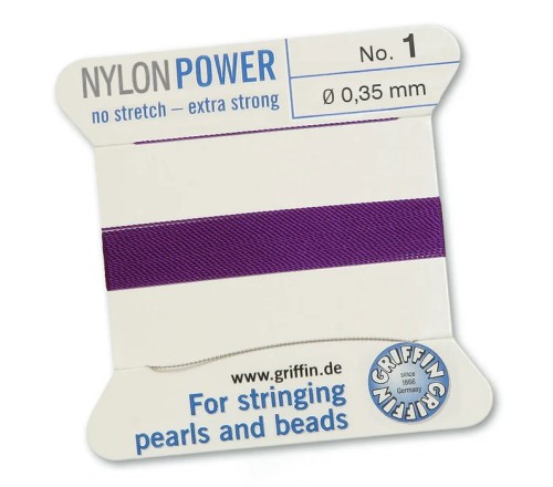 GRIFFIN NylonPower nić nylonowa 0,35mm 2m z igłą - Amethyst