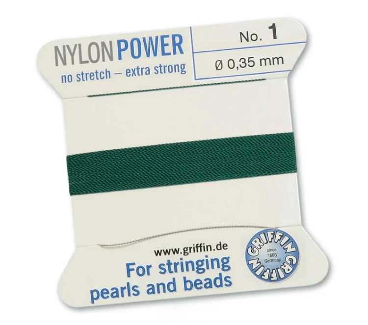 GRIFFIN NylonPower nić nylonowa 0,35mm 2m z igłą - Green