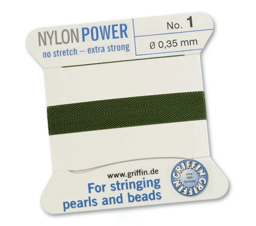 GRIFFIN NylonPower nić nylonowa 0,35mm 2m z igłą - Olive