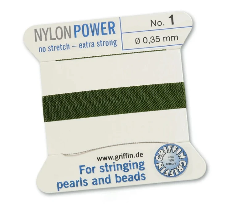 GRIFFIN NylonPower nić nylonowa 0,35mm 2m z igłą - Olive