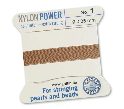 GRIFFIN NylonPower nić nylonowa 0,35mm 2m z igłą - Beige