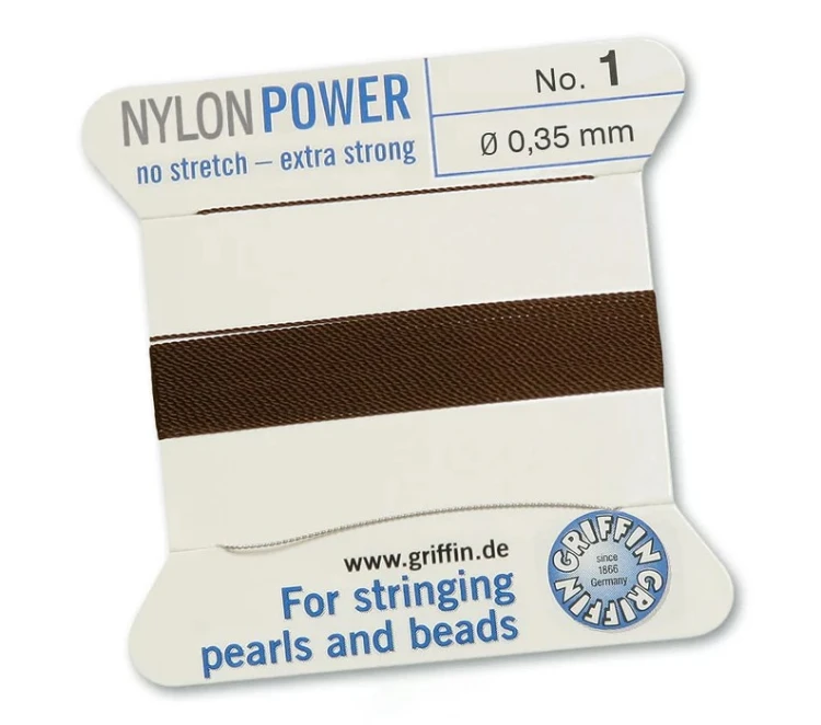 GRIFFIN NylonPower nić nylonowa 0,35mm 2m z igłą - Brown