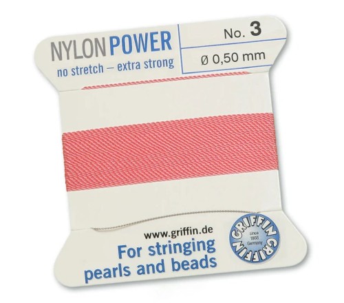 GRIFFIN NylonPower nić nylonowa 0,5mm 2m z igłą - Dark Pink