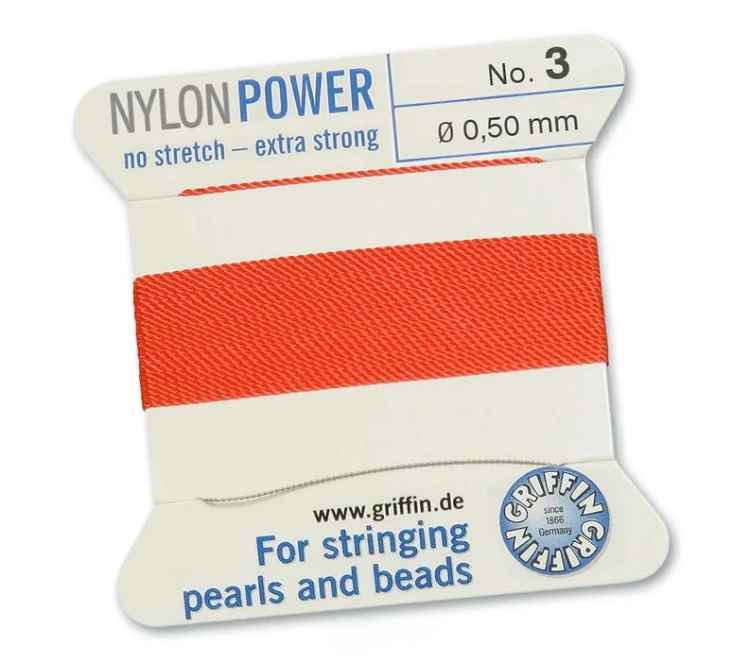 GRIFFIN NylonPower nić nylonowa 0,5mm 2m z igłą - Coral