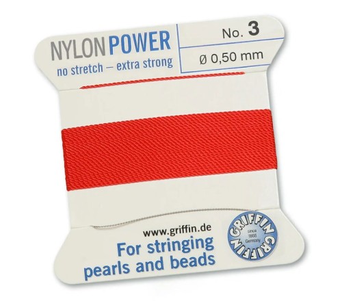 GRIFFIN NylonPower nić nylonowa 0,5mm 2m z igłą - Red