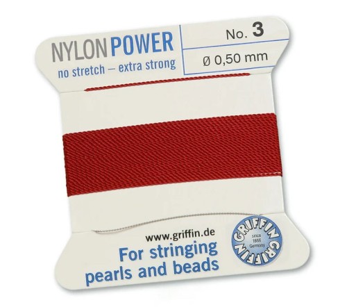 GRIFFIN NylonPower nić nylonowa 0,5mm 2m z igłą - Garnet