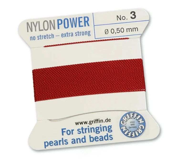 GRIFFIN NylonPower nić nylonowa 0,5mm 2m z igłą - Garnet