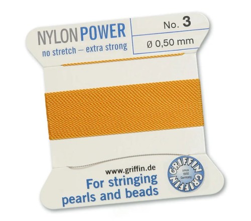 GRIFFIN NylonPower nić nylonowa 0,5mm 2m z igłą - Amber