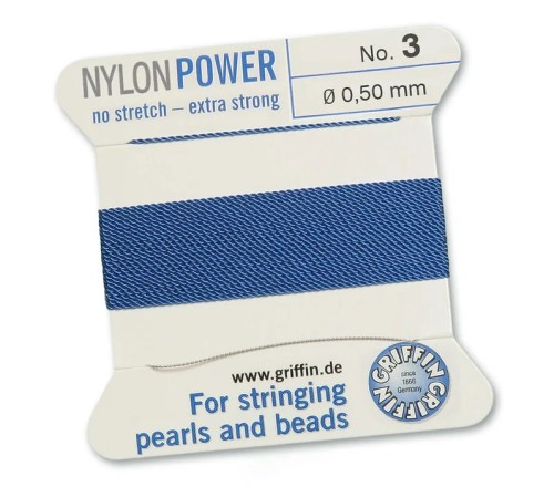 GRIFFIN NylonPower nić nylonowa 0,5mm 2m z igłą - Blue