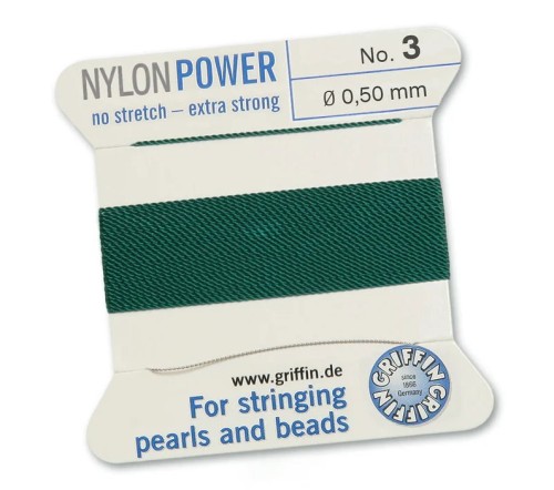 GRIFFIN NylonPower nić nylonowa 0,5mm 2m z igłą - Green