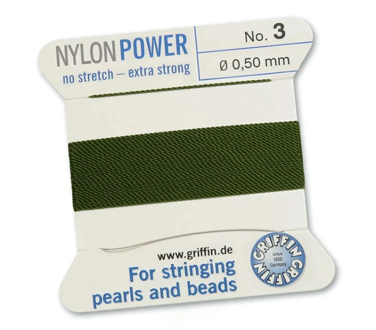 GRIFFIN NylonPower nić nylonowa 0,5mm 2m z igłą - Olive