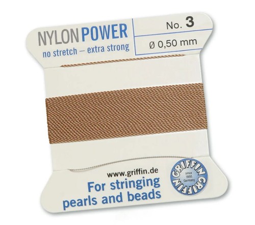 GRIFFIN NylonPower nić nylonowa 0,5mm 2m z igłą - Beige