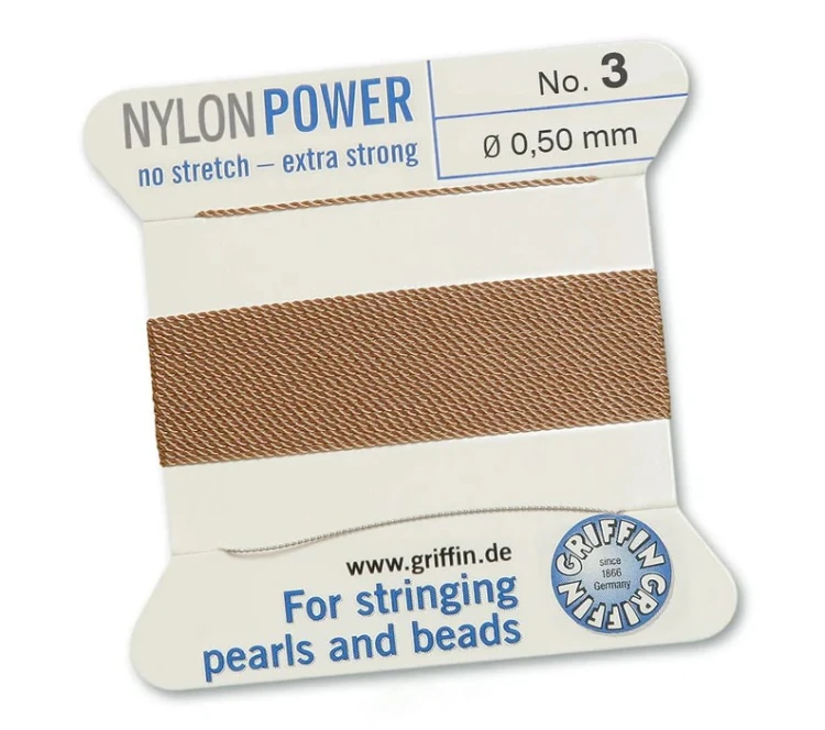 GRIFFIN NylonPower nić nylonowa 0,5mm 2m z igłą - Beige