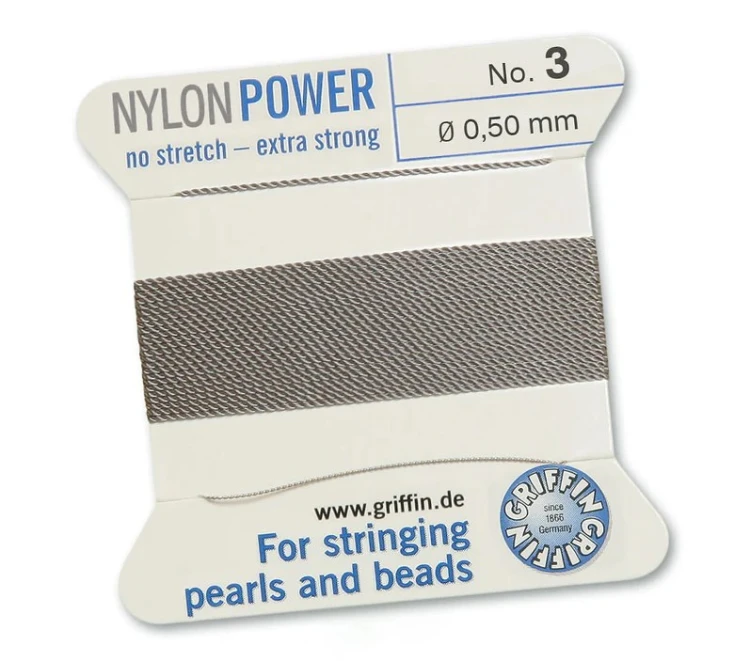 GRIFFIN NylonPower nić nylonowa 0,5mm 2m z igłą - Grey