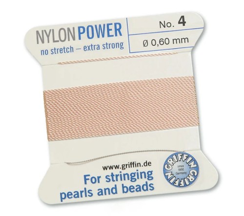 GRIFFIN NylonPower nić nylonowa 0,6mm 2m z igłą - Light Pink