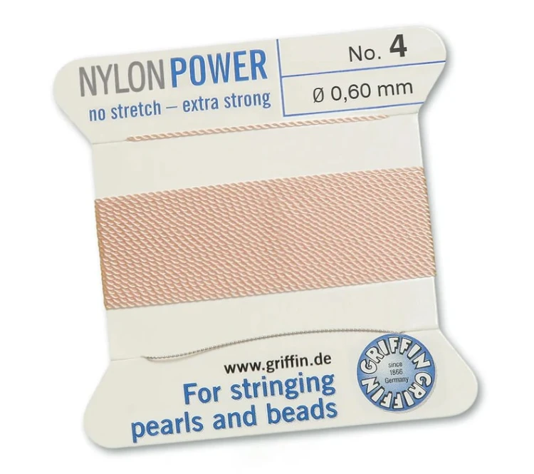 GRIFFIN NylonPower nić nylonowa 0,6mm 2m z igłą - Light Pink