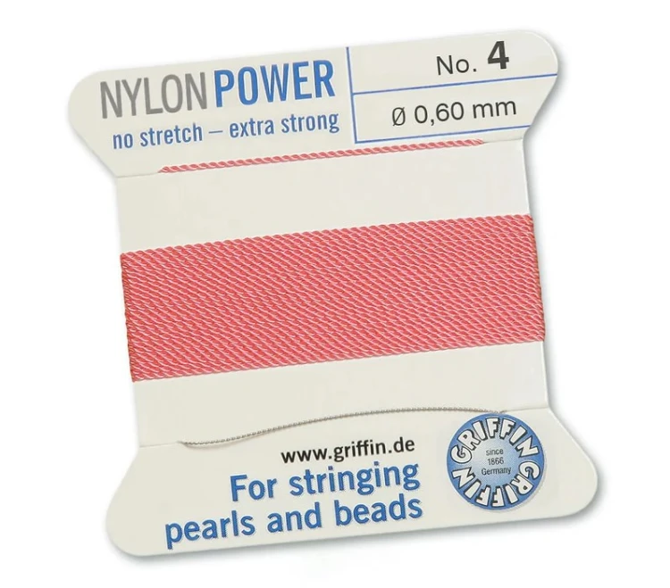 GRIFFIN NylonPower nić nylonowa 0,6mm 2m z igłą - Dark Pink