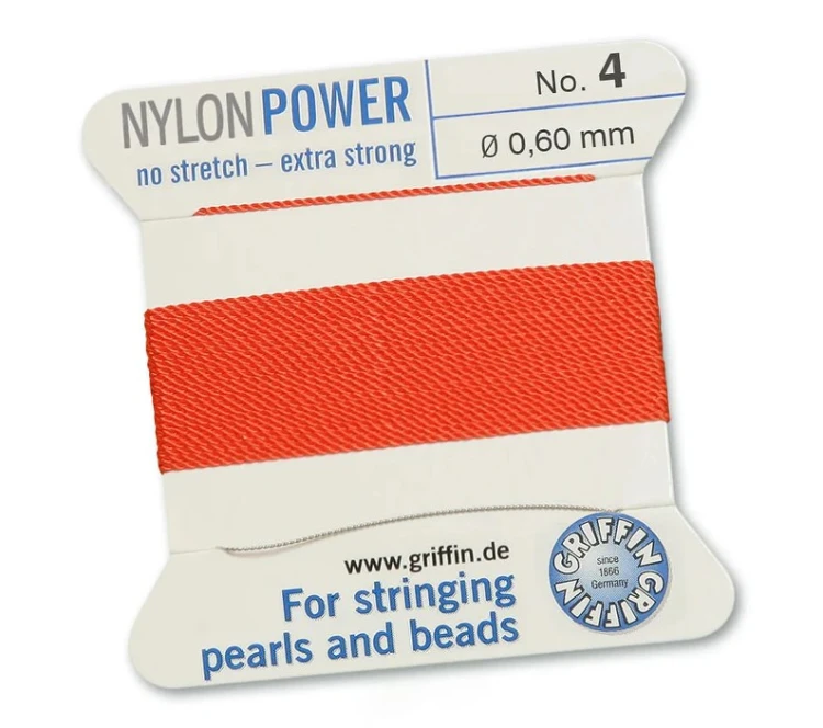 GRIFFIN NylonPower nić nylonowa 0,6mm 2m z igłą - Coral