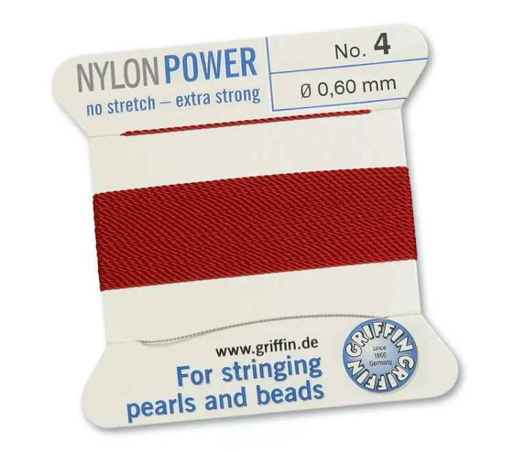 GRIFFIN NylonPower nić nylonowa 0,6mm 2m z igłą - Garnet