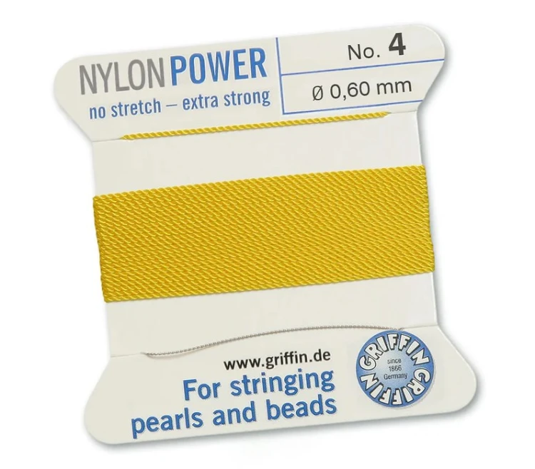GRIFFIN NylonPower nić nylonowa 0,6mm 2m z igłą - Yellow