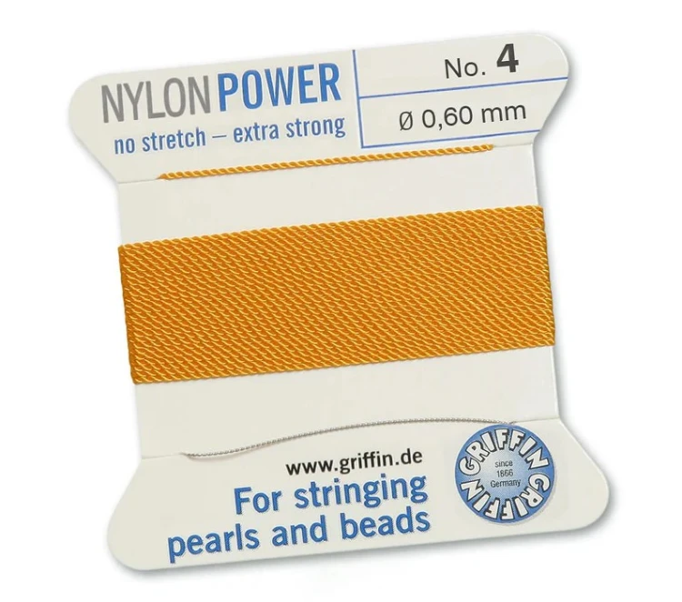 GRIFFIN NylonPower nić nylonowa 0,6mm 2m z igłą - Amber