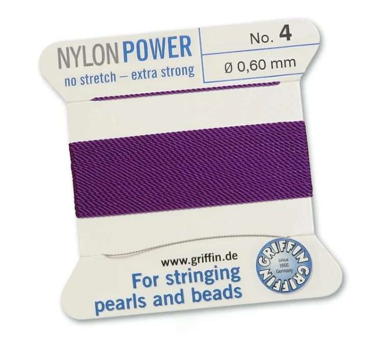 GRIFFIN NylonPower nić nylonowa 0,6mm 2m z igłą - Amethyst