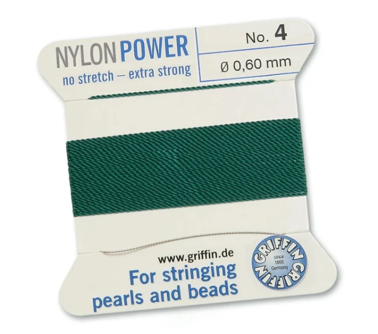 GRIFFIN NylonPower nić nylonowa 0,6mm 2m z igłą - Green