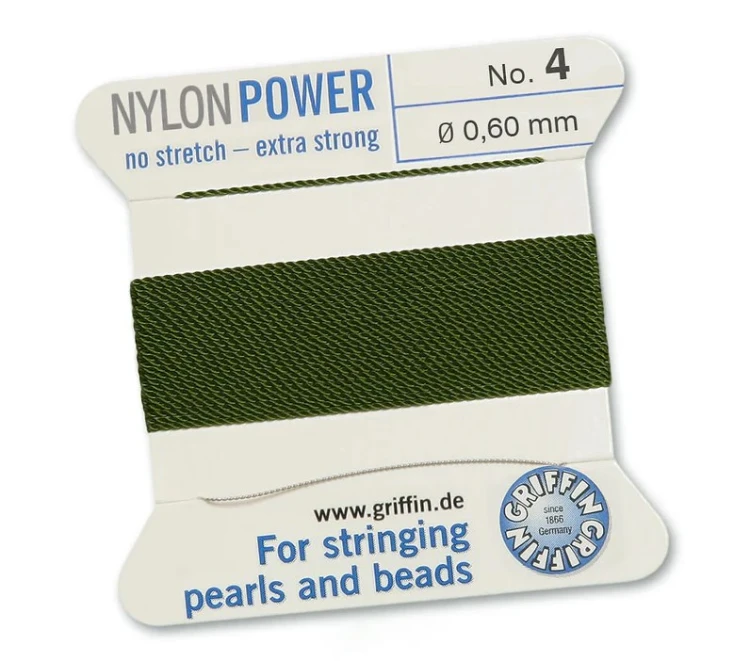 GRIFFIN NylonPower nić nylonowa 0,6mm 2m z igłą - Olive
