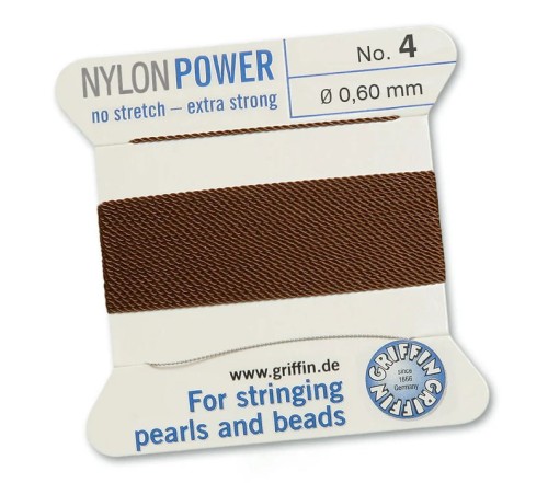 GRIFFIN NylonPower nić nylonowa 0,6mm 2m z igłą - Brown