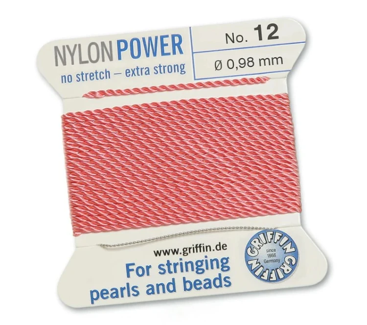 GRIFFIN NylonPower nić nylonowa 0,98mm 2m z igłą - Dark Pink