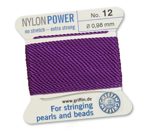 GRIFFIN NylonPower nić nylonowa 0,98mm 2m z igłą - Amethyst