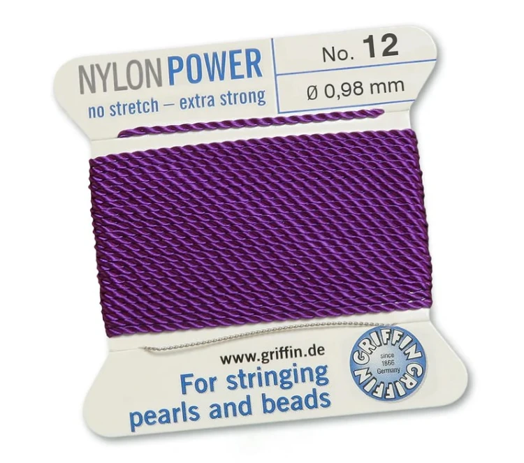 GRIFFIN NylonPower nić nylonowa 0,98mm 2m z igłą - Amethyst
